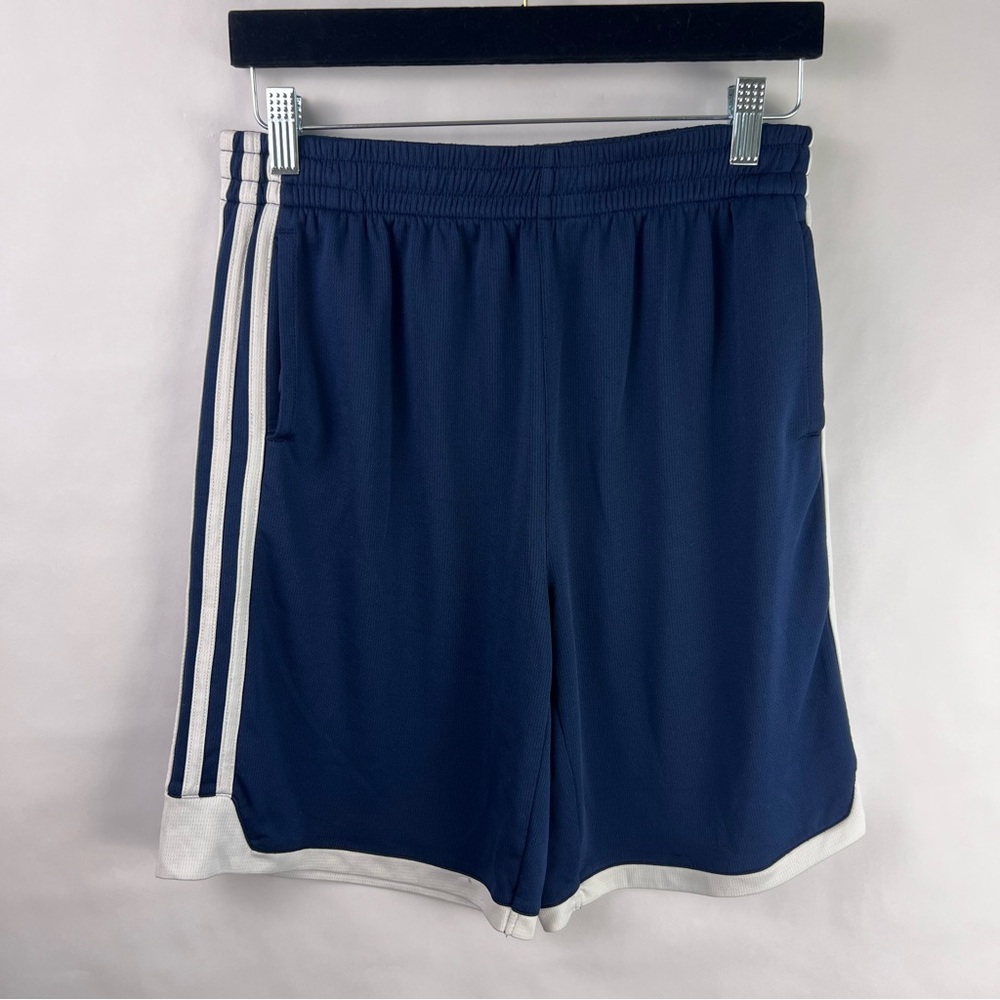 Adidas Climalite Youth Shorts Navy Blue White Stripes Mesh XL 18 Athletic - Picture 2 of 12